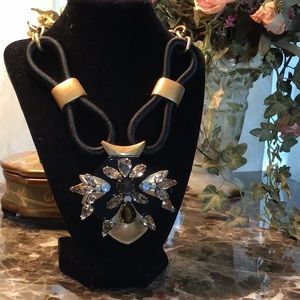 NWT J Crew large statement necklace with mixed stone and metal textures